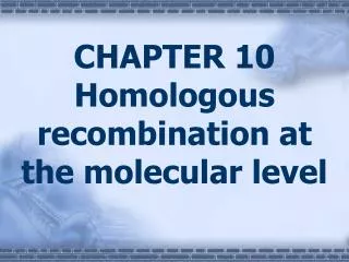 CHAPTER 10 Homologous recombination at the molecular level