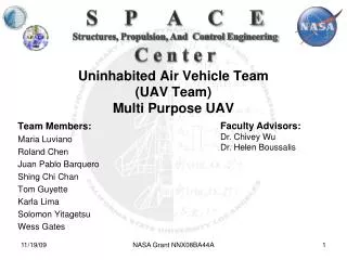 Uninhabited Air Vehicle Team (UAV Team) Multi Purpose UAV