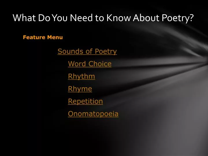 what do you need to know about poetry