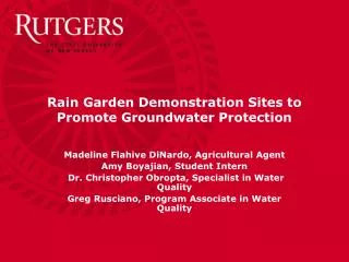 Rain Garden Demonstration Sites to Promote Groundwater Protection
