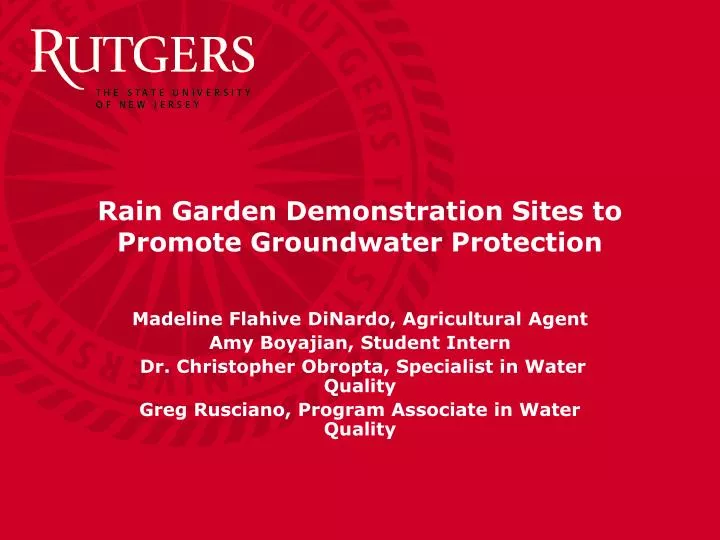 rain garden demonstration sites to promote groundwater protection