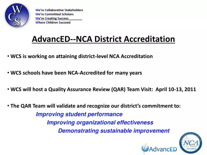 advanced nca district accreditation