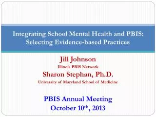 Integrating School Mental Health and PBIS: Selecting Evidence-based Practices