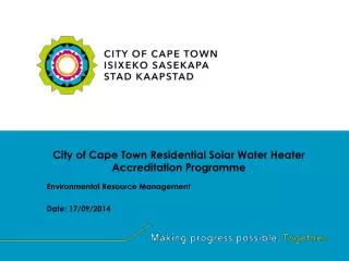 City of Cape Town Residential Solar Water Heater Accreditation Programme