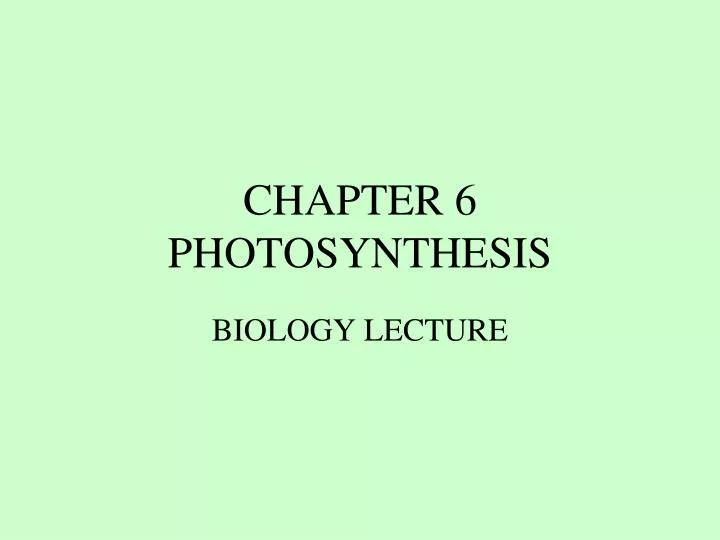 chapter 6 photosynthesis