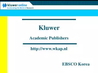 Kluwer Academic Publishers