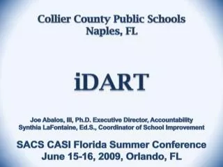 Collier County Public Schools Naples, FL iDART