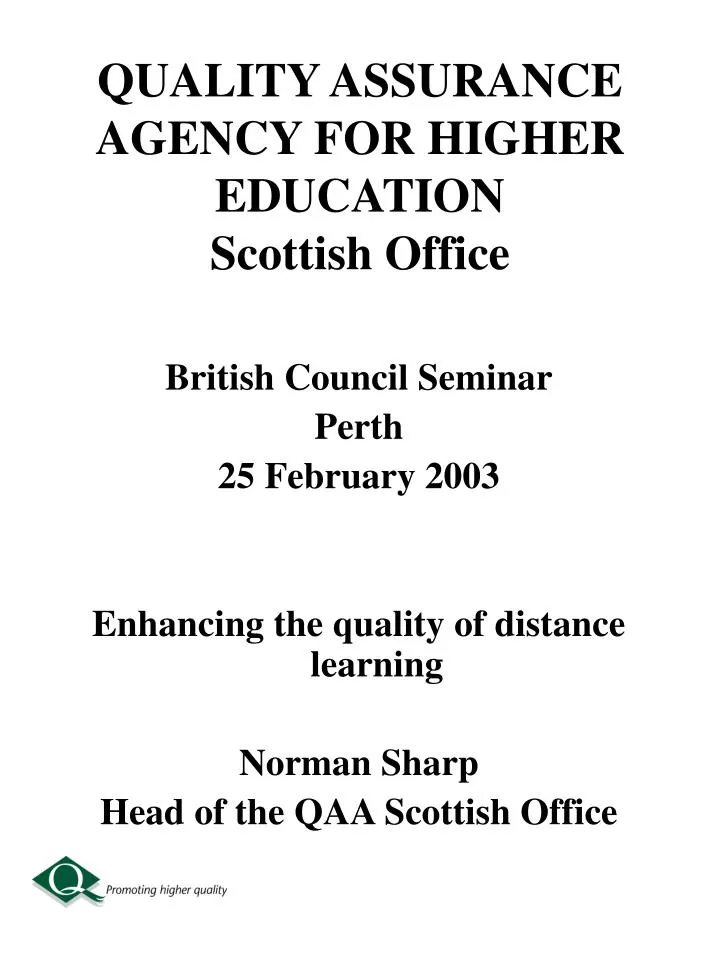 quality assurance agency for higher education scottish office
