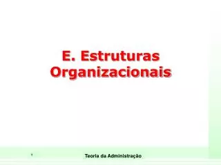 E. Estruturas Organizacionais
