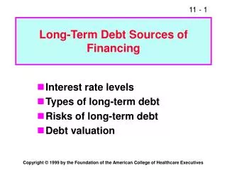 Long-Term Debt Sources of Financing