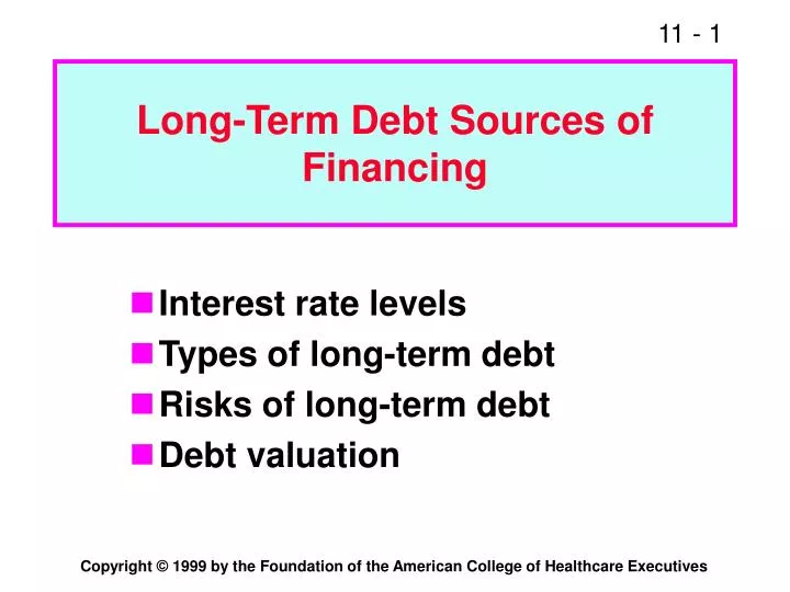 long term debt sources of financing