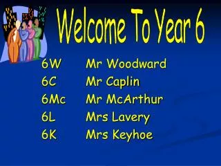 6W		Mr Woodward 6C		Mr Caplin 6Mc	Mr McArthur 6L	 	Mrs Lavery 6K 		Mrs Keyhoe