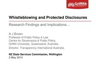 Whistleblowing and Protected Disclosures