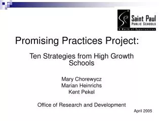 Promising Practices Project: