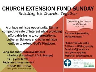 Church Extension Fund Sunday