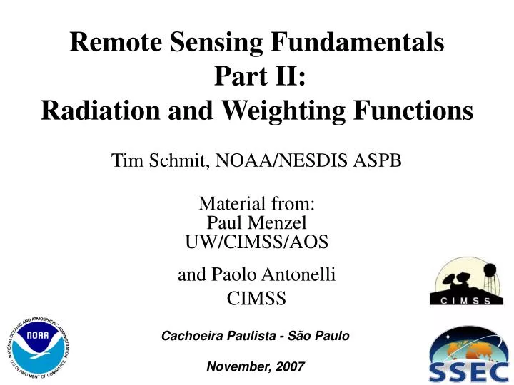 remote sensing fundamentals part ii radiation and weighting functions