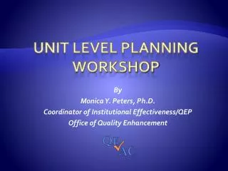 Unit Level Planning Workshop