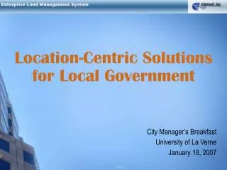 Location-Centric Solutions for Local Government