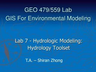 GEO 479/559 Lab GIS For Environmental Modeling