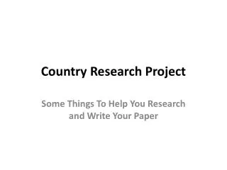 Country Research Project