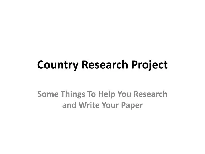 country research project