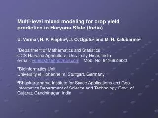 Multi-level mixed modeling for crop yield prediction in Haryana State (India)