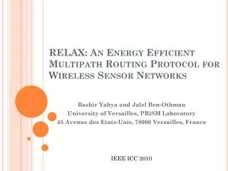 RELAX: An Energy Efficient Multipath Routing Protocol for Wireless Sensor Networks