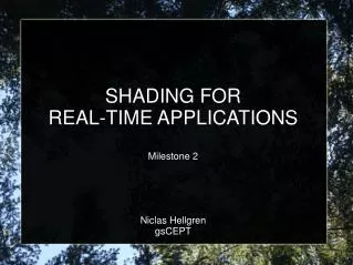 SHADING FOR REAL-TIME APPLICATIONS Milestone 2