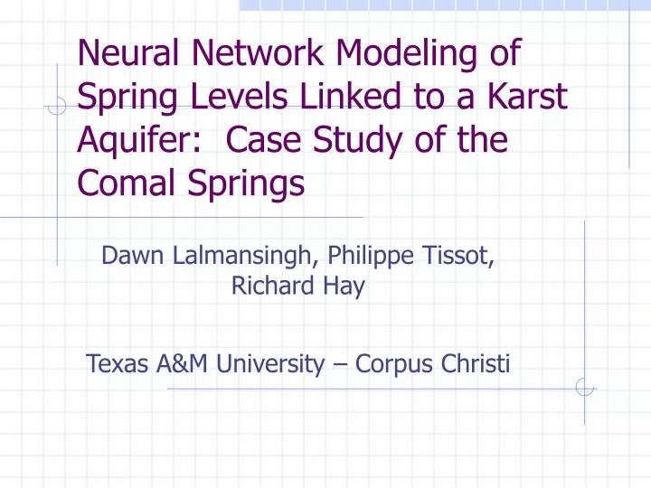 neural network modeling of spring levels linked to a karst aquifer case study of the comal springs