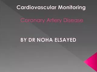 Cardiovascular Monitoring Coronary Artery Disease