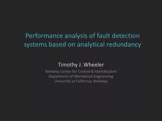 Performance analysis of fault detection systems based on analytical redundancy
