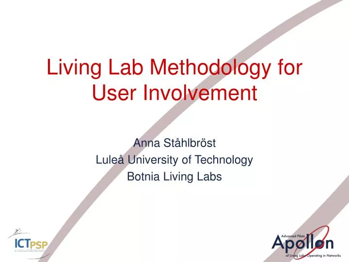 living lab methodology for user involvement