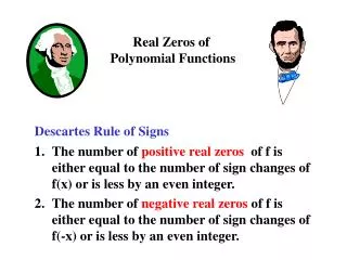 Real Zeros of Polynomial Functions