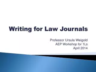 Writing for Law Journals