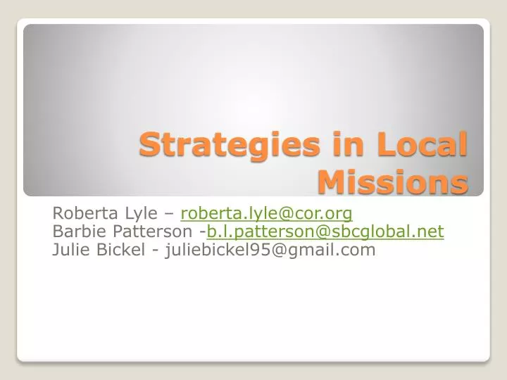strategies in local missions