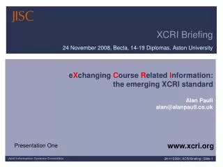 XCRI Briefing