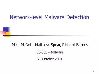 Network-level Malware Detection