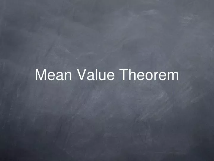 mean value theorem