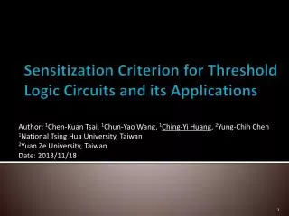 Sensitization Criterion for Threshold Logic Circuits and its Applications