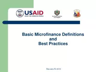 Basic Microfinance Definitions and Best Practices