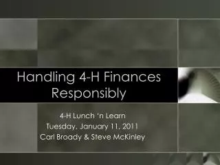 Handling 4-H Finances Responsibly