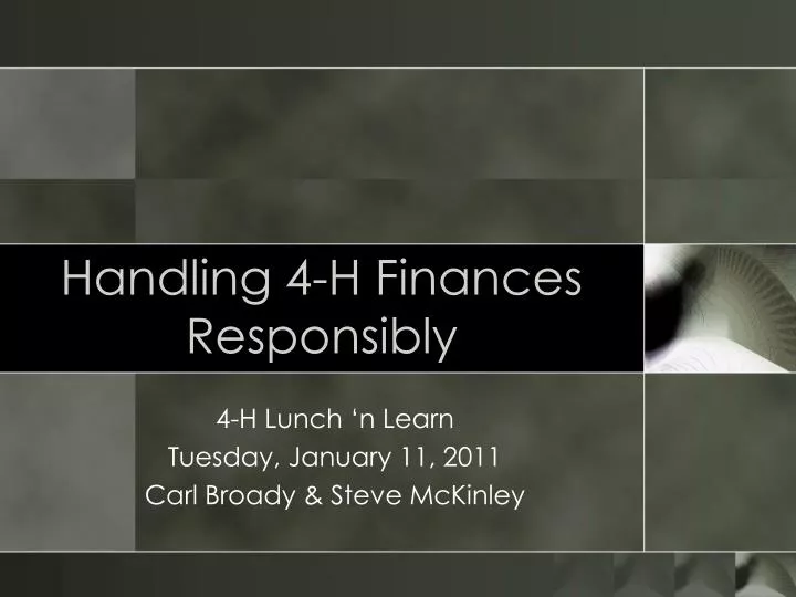 handling 4 h finances responsibly