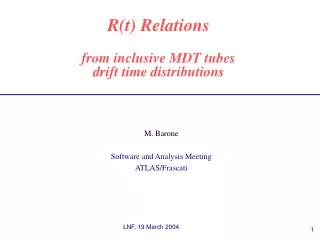 R(t) Relations from inclusive MDT tubes drift time distributions