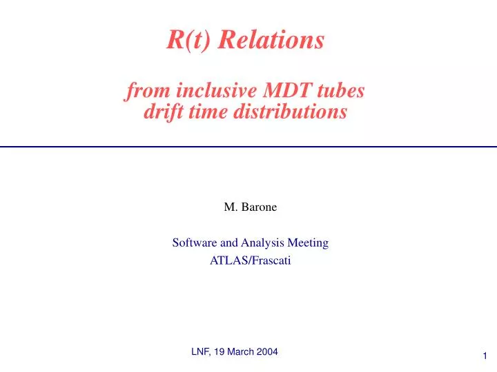 r t relations from inclusive mdt tubes drift time distributions