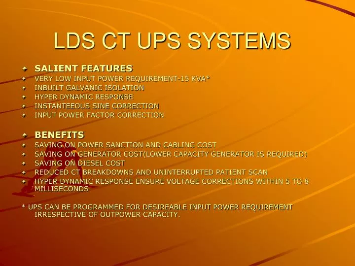 lds ct ups systems