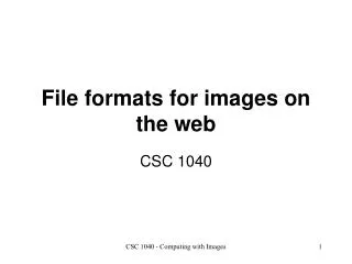File formats for images on the web