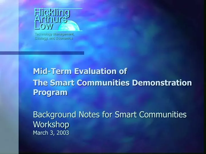 background notes for smart communities workshop march 3 2003