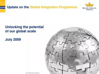 Update on the Global Integration Programme