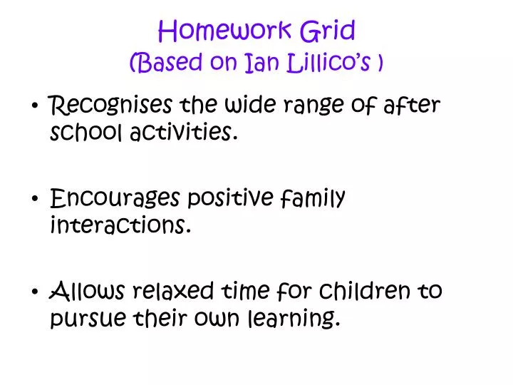 homework grid based on ian lillico s