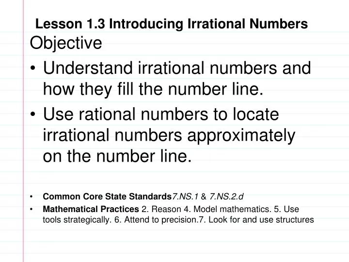 lesson 1 3 introducing irrational numbers